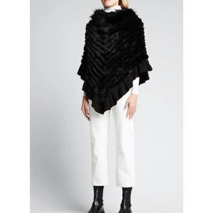 Pia Rossini Rhiona quilted faux fur poncho quiet luxury